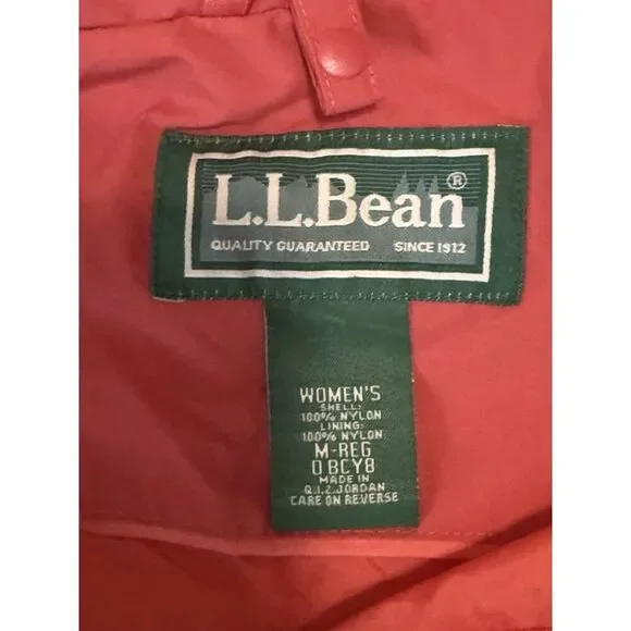 Vintage LL Bean Rain Jacket Hood Coral Orange Weather Channel Nylon Women Medium - Picture 7 of 16